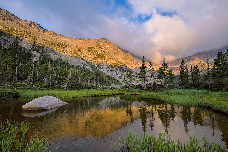 A scenic landscape photograph  Thunder Lake in the backcountry of Rocky Mountain National Park, Colorado. - Rocky Mountain NP Photography
