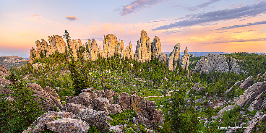 Scenic landscape South Dakota photograph of sunset at the Cathedral Spires in Custer State Park, Black Hills. - South Dakota Photography